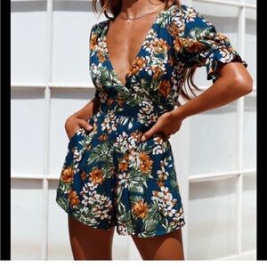 Hello Molly Teal and Orange Floral Dress